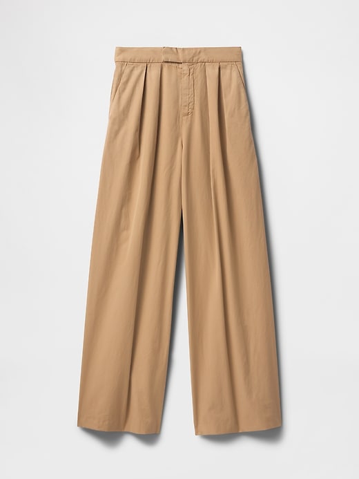 khakihosen mit hohem bund bundfalten und weitem bein aus twill