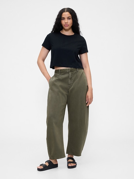 twill-hosen mit mittelhohem bund
