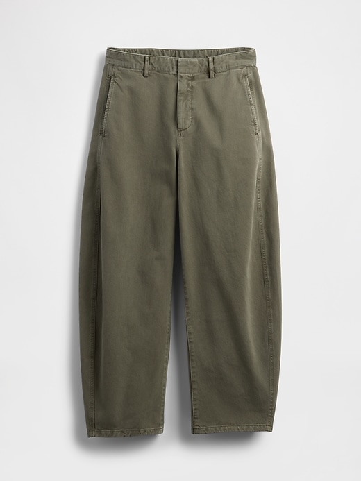 twill-hosen mit mittelhohem bund