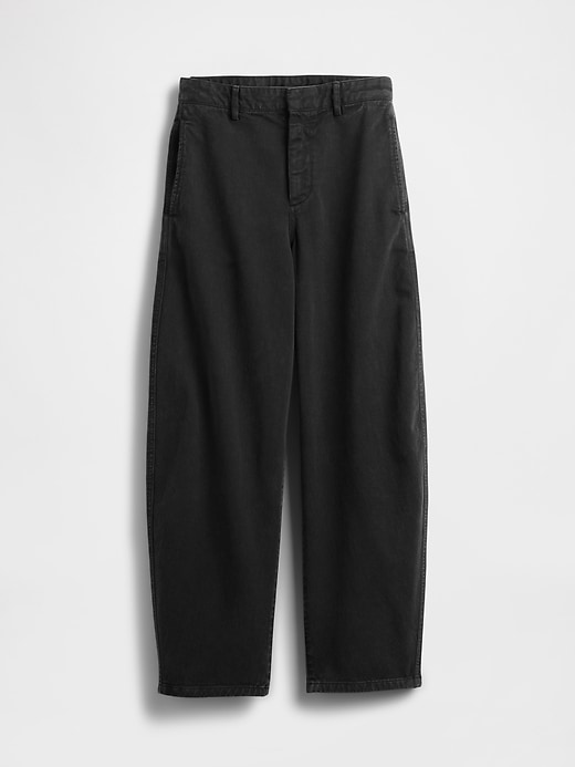 twill-hosen mit mittelhohem bund