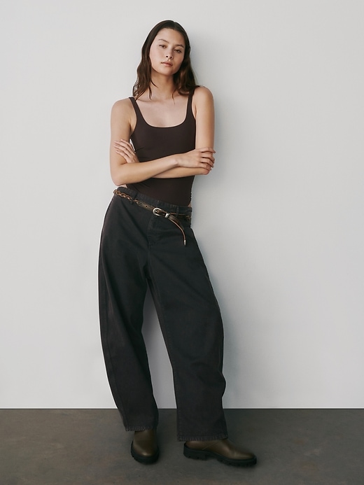 twill-hosen mit mittelhohem bund