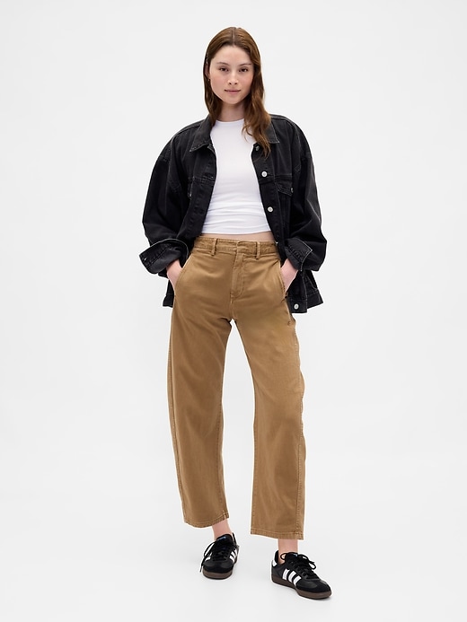 twill-hosen mit mittelhohem bund