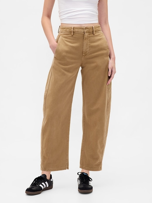 twill-hosen mit mittelhohem bund