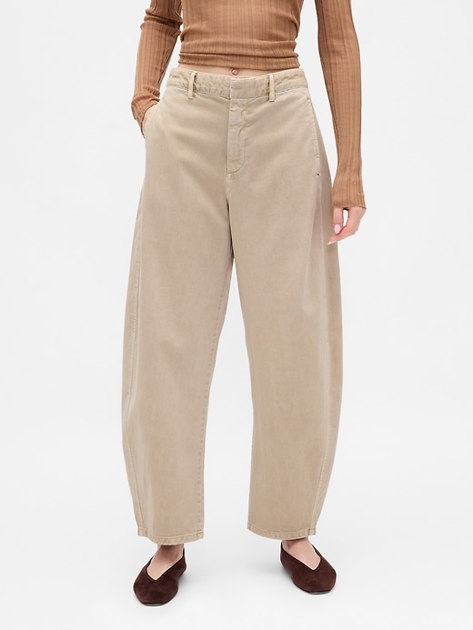 twill-hosen mit mittelhohem bund