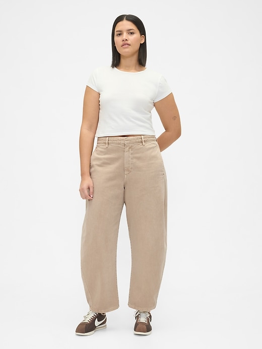 twill-hosen mit mittelhohem bund