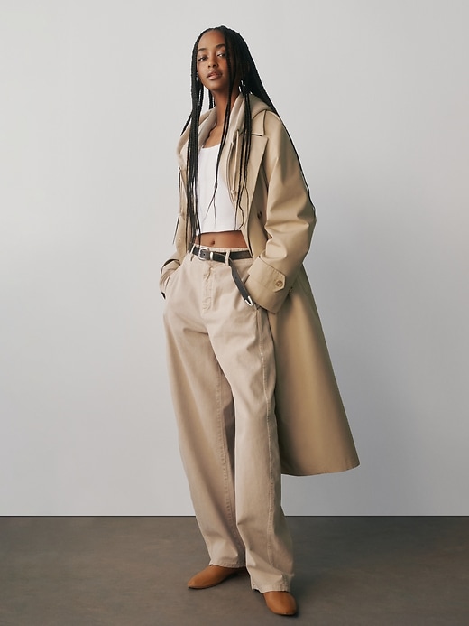 twill-hosen mit mittelhohem bund