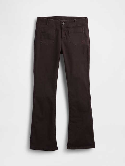 lange schmal geschnittene hose aus twill mit niedrigem bund