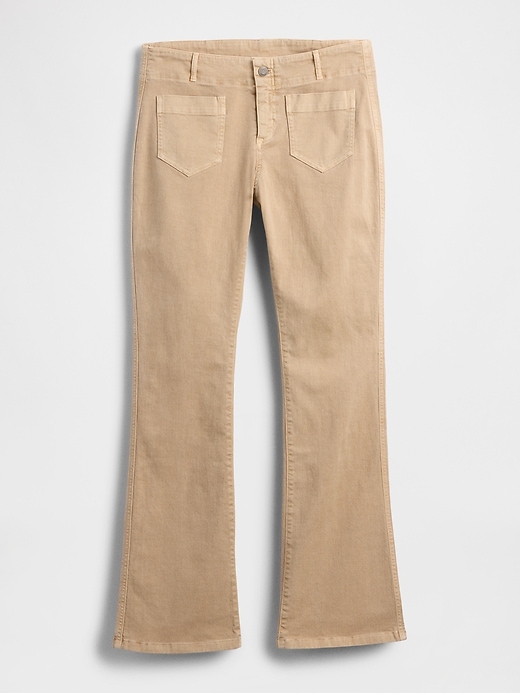 lange schmal geschnittene hose aus twill mit niedrigem bund