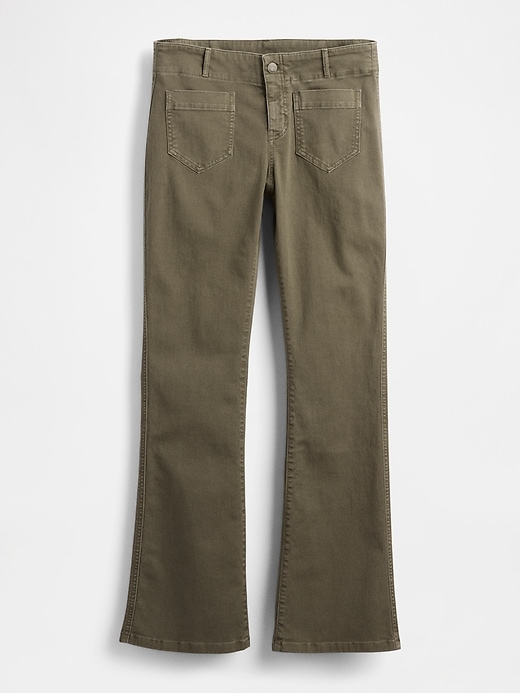 lange schmal geschnittene hose aus twill mit niedrigem bund