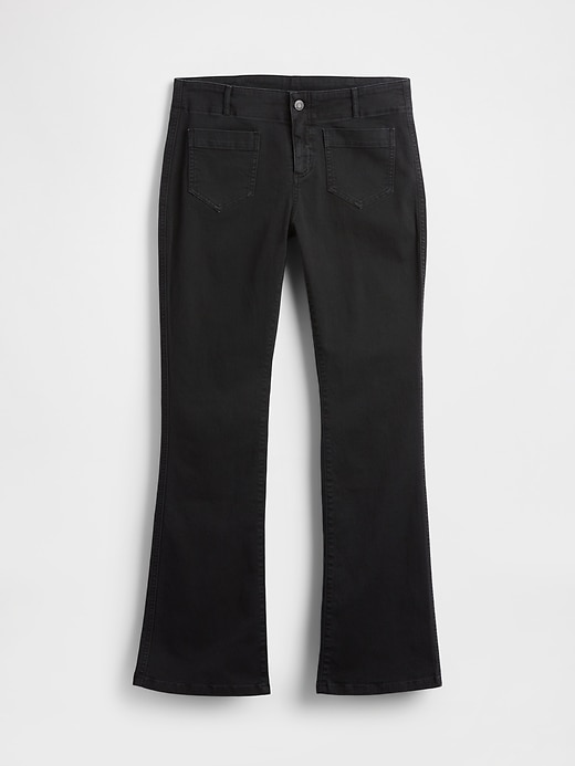 lange schmal geschnittene hose aus twill mit niedrigem bund