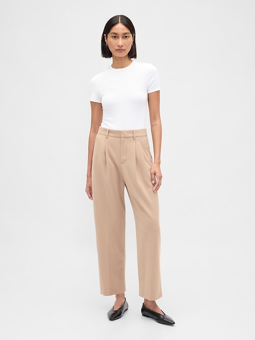365 high rise brushed twill tapered ankle trousers