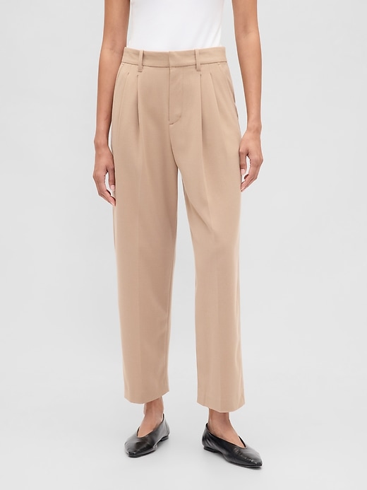 365 high rise brushed twill tapered ankle trousers