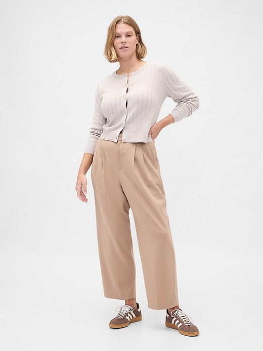 365 high rise brushed twill tapered ankle trousers