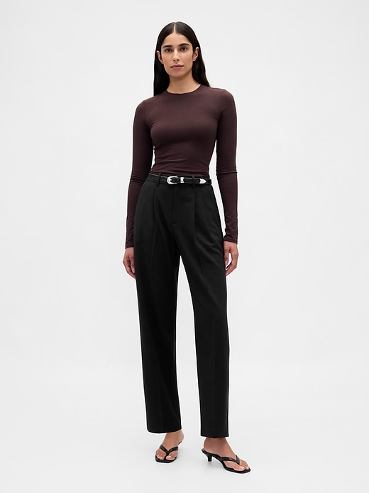 365 high rise brushed twill tapered ankle trousers