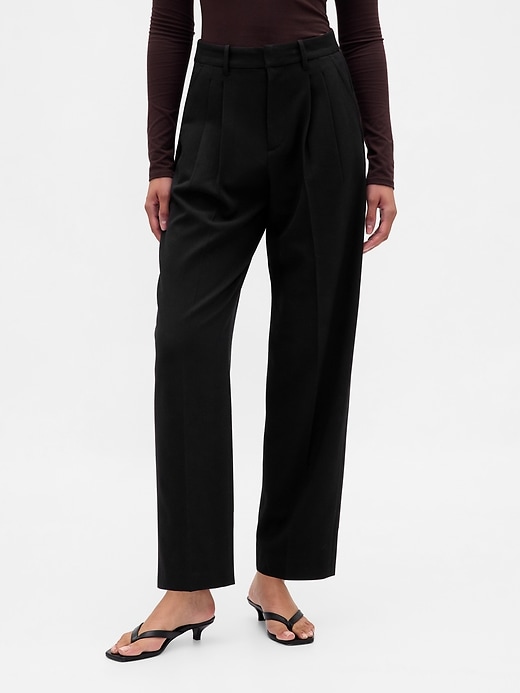 365 high rise brushed twill tapered ankle trousers