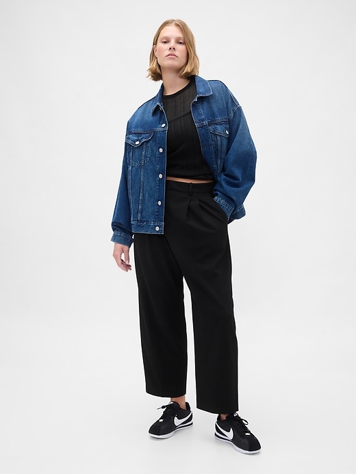 365 high rise brushed twill tapered ankle trousers