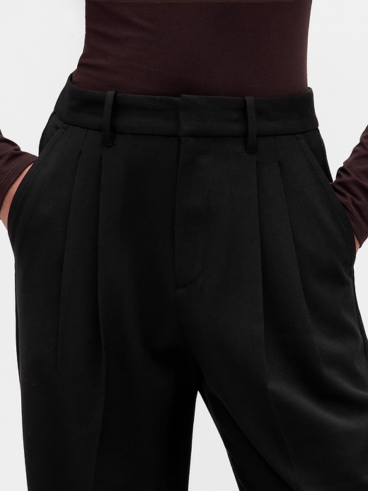 365 high rise brushed twill tapered ankle trousers