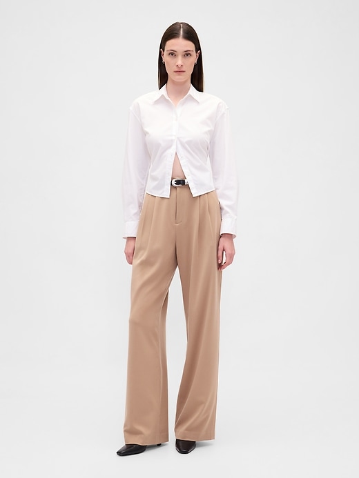 365 high rise hose aus gebürstetem twill mit falten