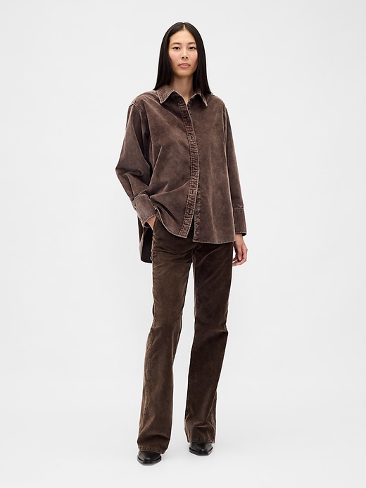 cordhose mit mittelhohem bund und schlag