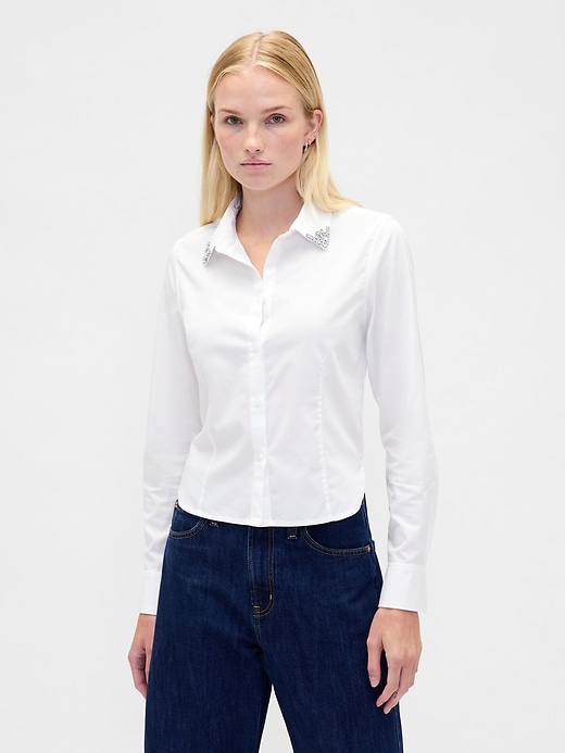 figurbetontes crop-shirt aus bio-baumwolle