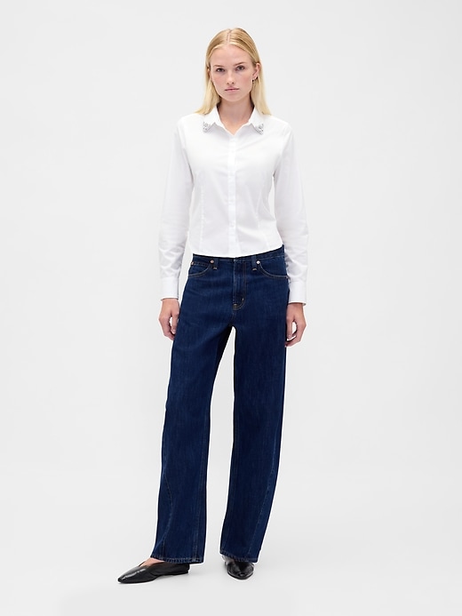 figurbetontes crop-shirt aus bio-baumwolle