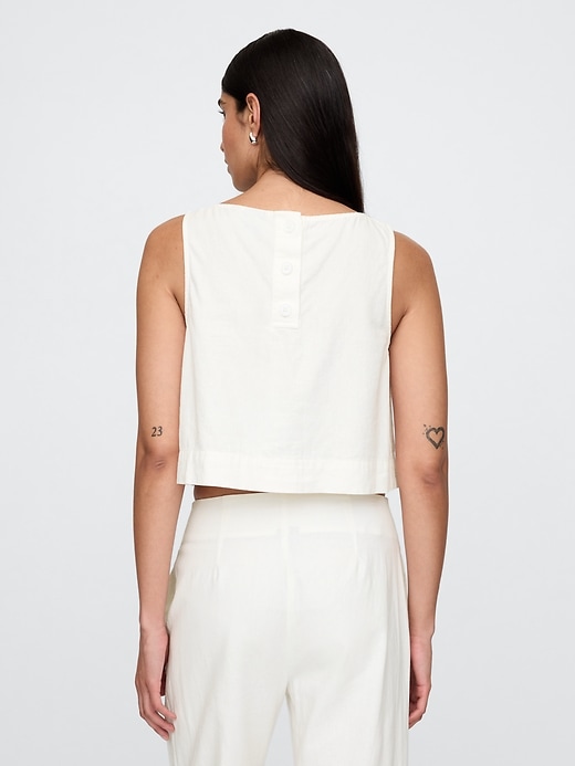 crop-top aus leinenmischgewebe