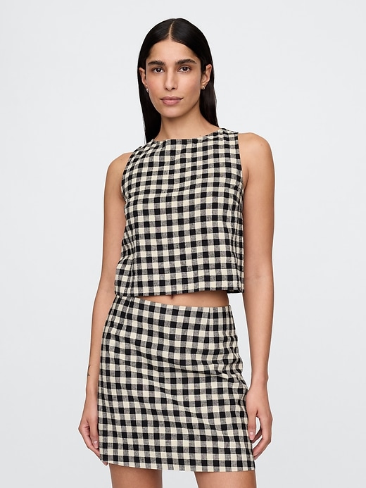 crop-top aus leinenmischgewebe