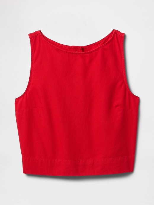 crop-top aus leinenmischgewebe
