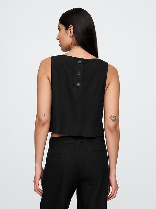 crop-top aus leinenmischgewebe