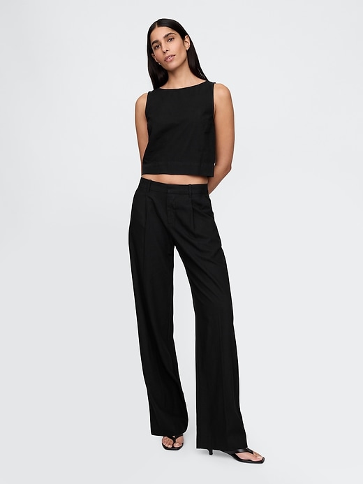 crop-top aus leinenmischgewebe