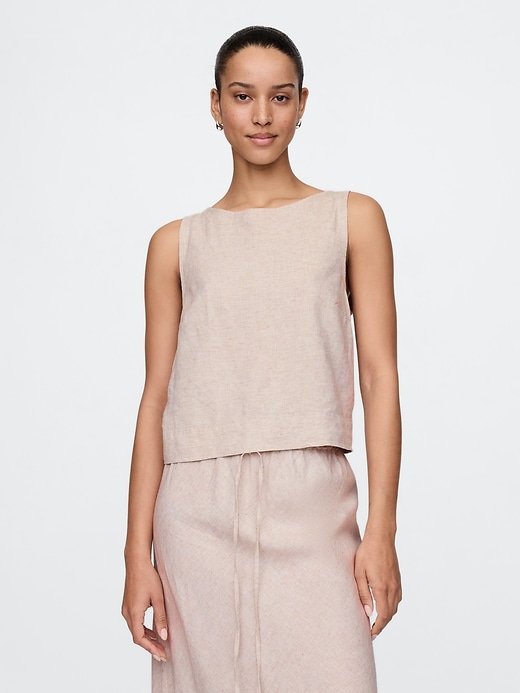 crop-top aus leinenmischgewebe