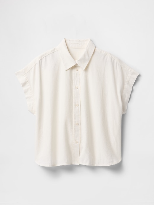 crop-shirt aus leinenmischgewebe