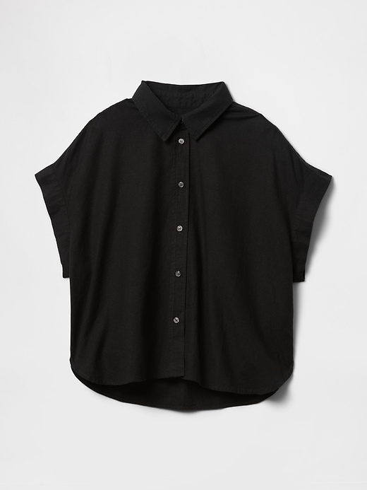 crop-shirt aus leinenmischgewebe