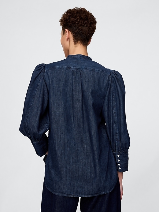 gap × hfr jeanshemd mit puffärmeln von ngai