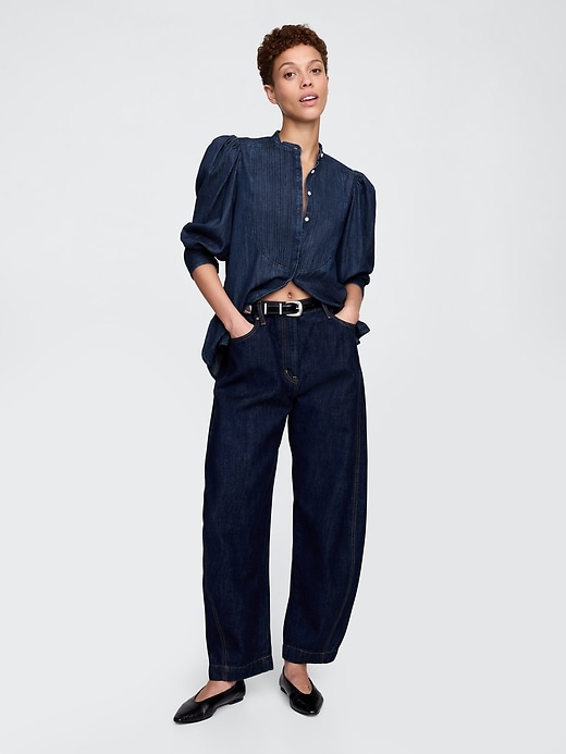 gap × hfr jeanshemd mit puffärmeln von ngai
