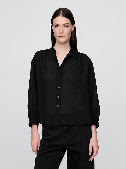 transparente bluse mit knopfleiste