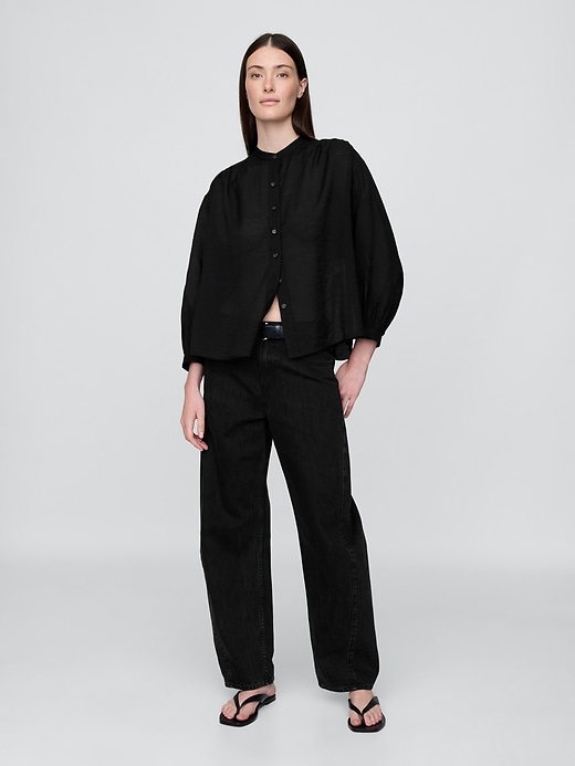 transparente bluse mit knopfleiste