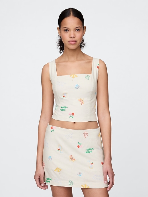 crop-top aus leinenmischung