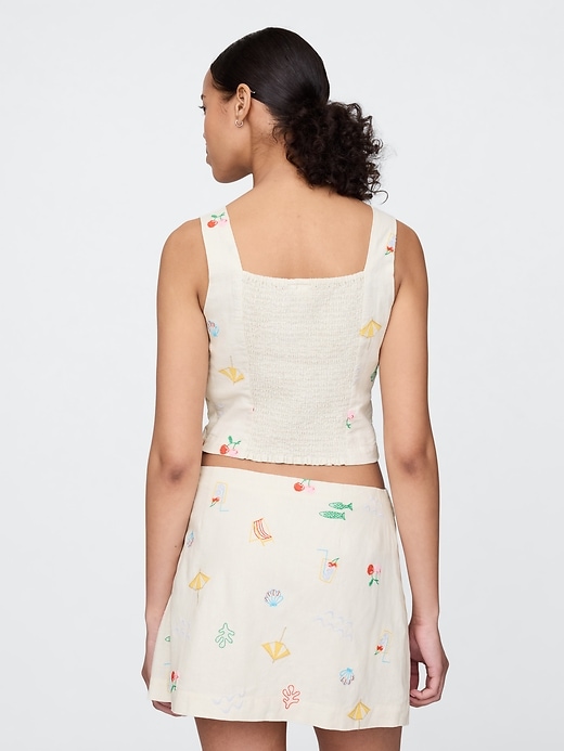 crop-top aus leinenmischung