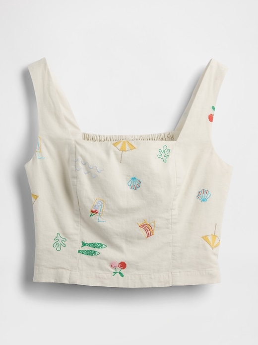 crop-top aus leinenmischung