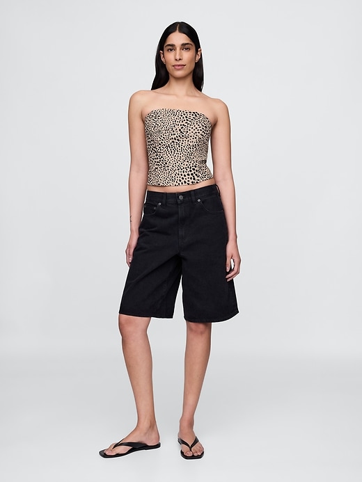 trägerloses korsett-crop-top aus leinenmischung