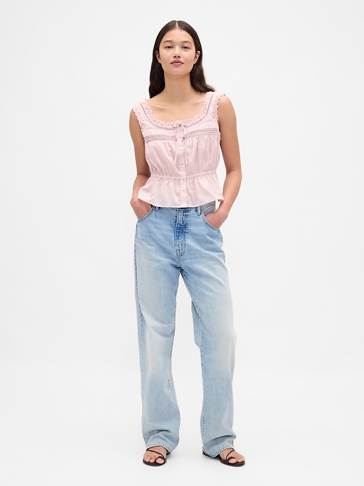 peplum-top mit spitzenbesatz