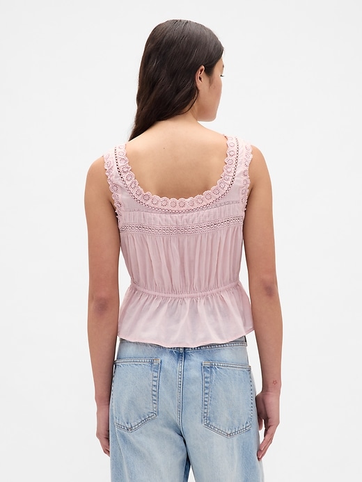 peplum-top mit spitzenbesatz