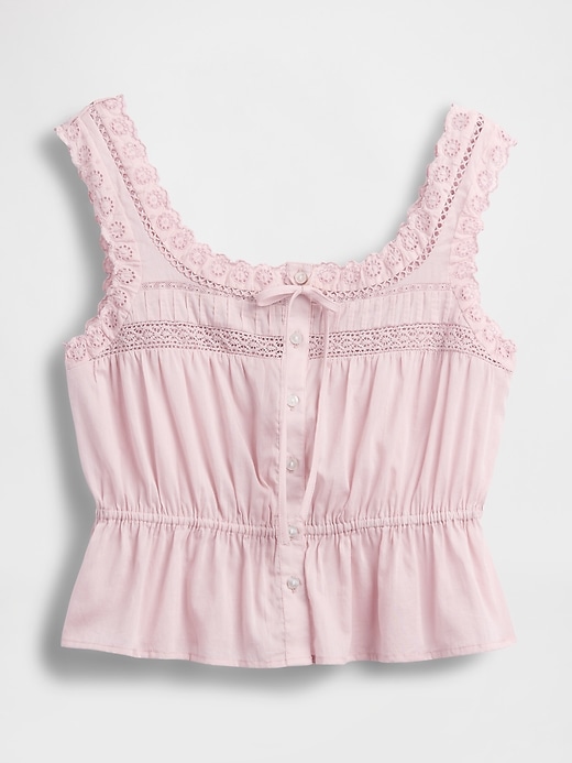 peplum-top mit spitzenbesatz