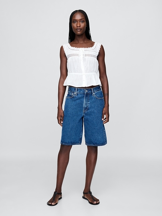 peplum-top mit spitzenbesatz
