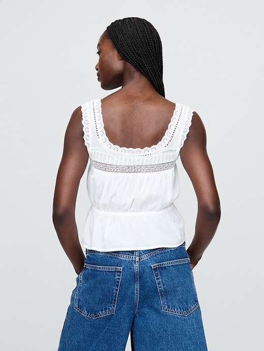 peplum-top mit spitzenbesatz