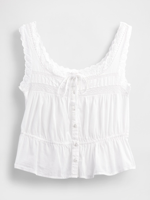 peplum-top mit spitzenbesatz