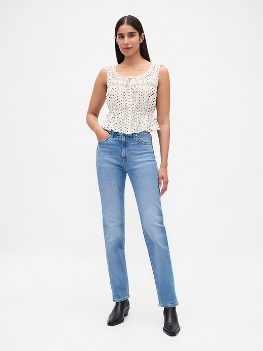 peplum-top mit spitzenbesatz