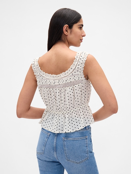 peplum-top mit spitzenbesatz