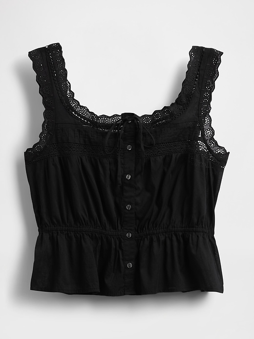 peplum-top mit spitzenbesatz